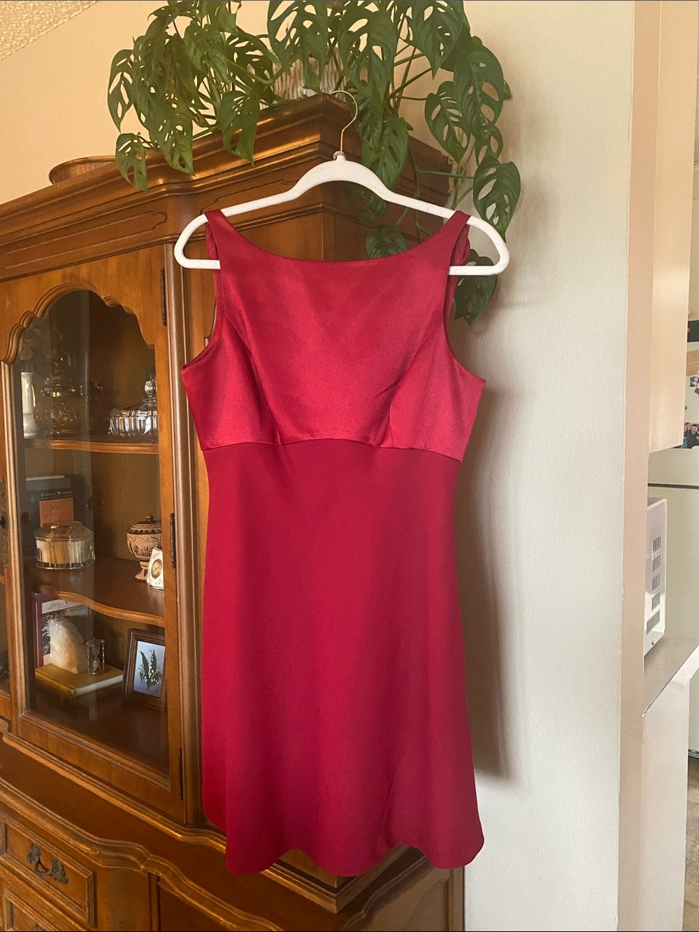 Red high neck open back cocktail Dress